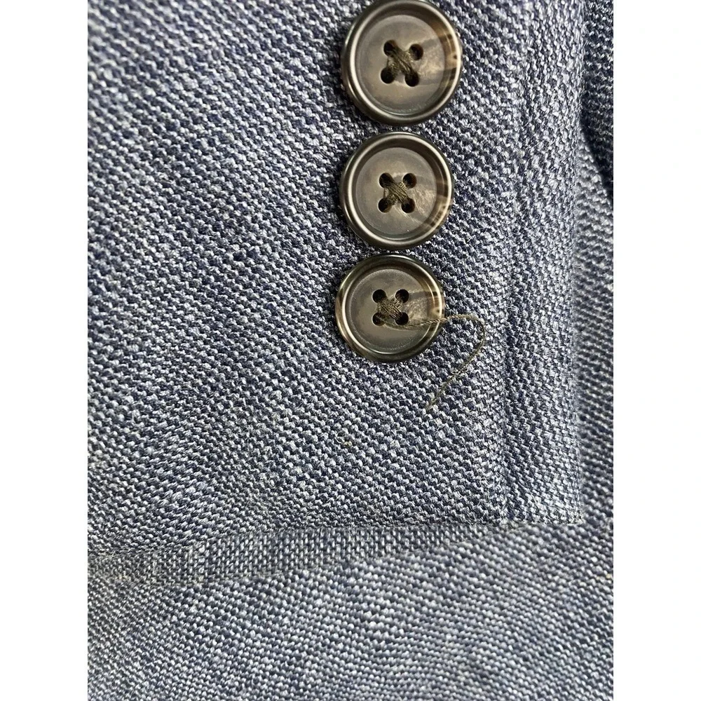 Lauren Ralph Lauren Suit Jacket 52 R Blue Silk Wool Luxury Designer Black Label